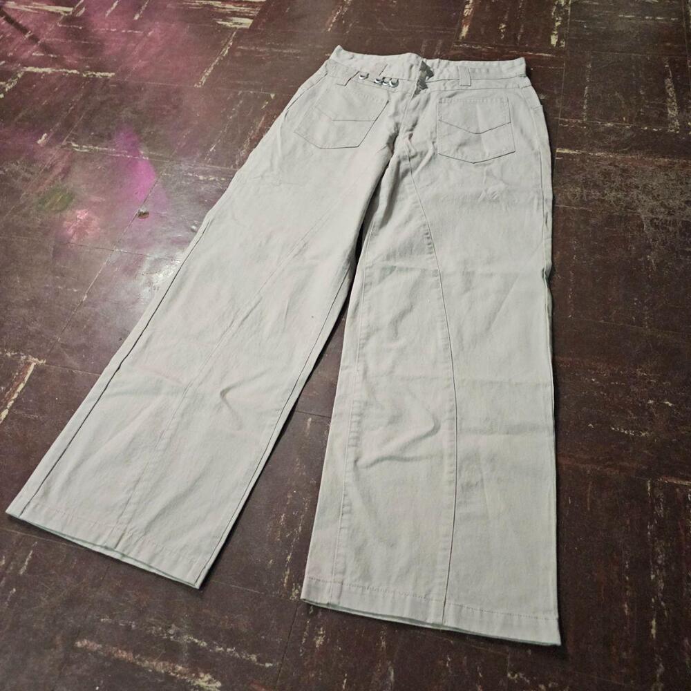 Wide Leg Pants y2k Cyber Key Ring Paneled Off White (30W) ✨